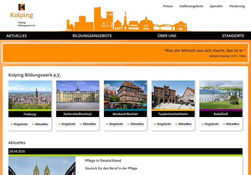 Webseite Kolping Bildung
