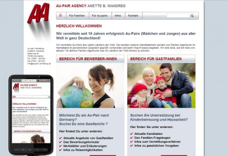 Screenshot Aupair-Vermittlung Wandres